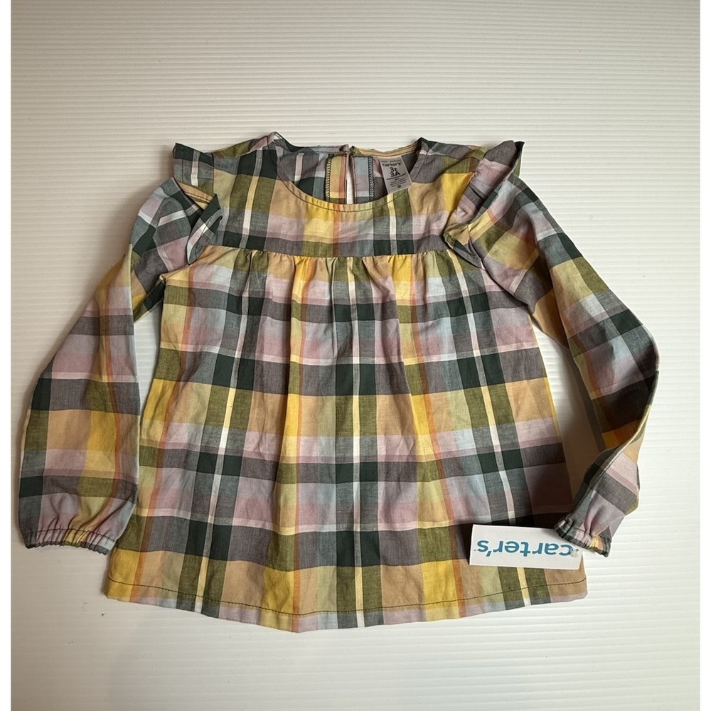 GIRLS CARTERS LONG SLEEEVE PLAID SHIRT  SIZE‎ 3T